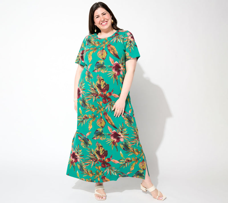 Denim & Co. Beach Petite Short Sleeve Maxi Dress — View 12
