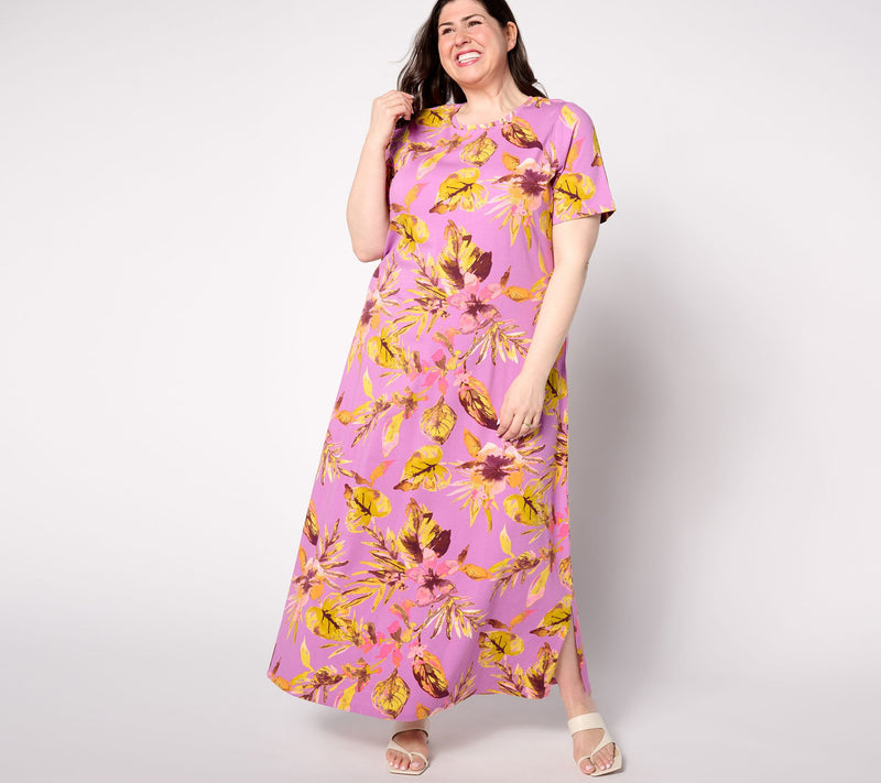 Denim & Co. Beach Petite Short Sleeve Maxi Dress — View 7