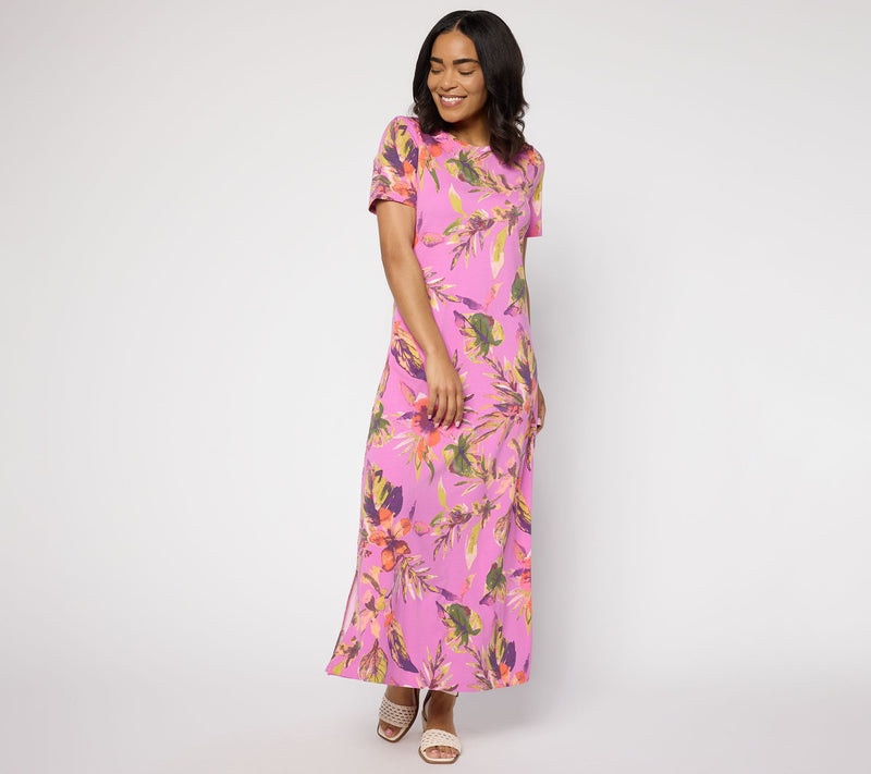 Denim & Co. Beach Petite Short Sleeve Maxi Dress — View 20