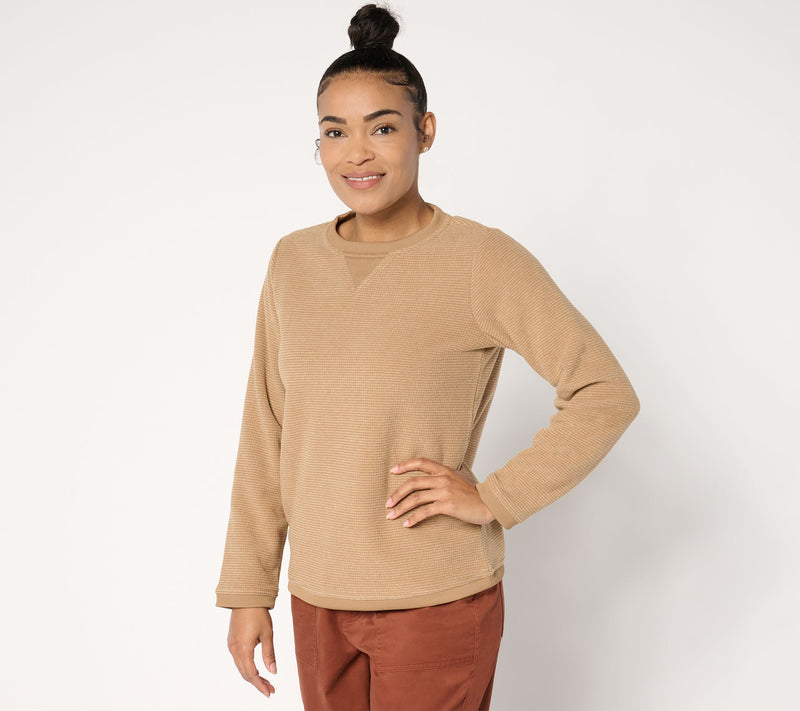 Denim & Co. Chenille Fleece Long-Sleeve Sweatshirt — Main view