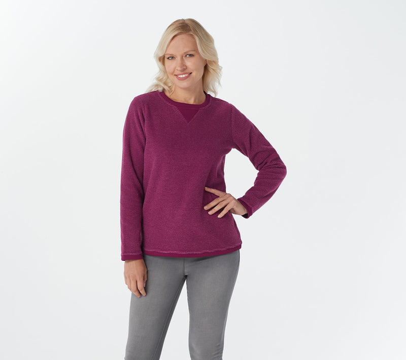 Denim & Co. Chenille Fleece Long-Sleeve Sweatshirt — View 13