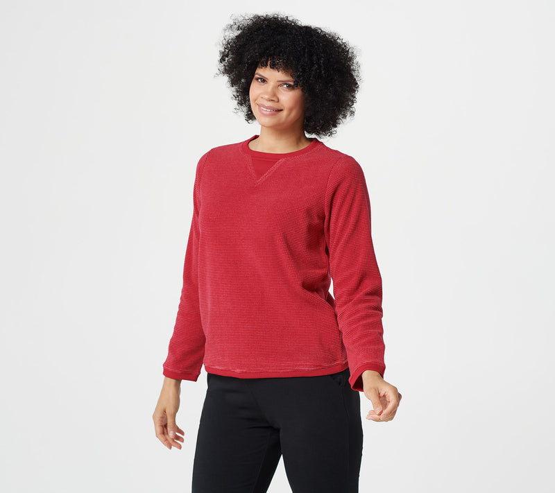 Denim & Co. Chenille Fleece Long-Sleeve Sweatshirt — View 11