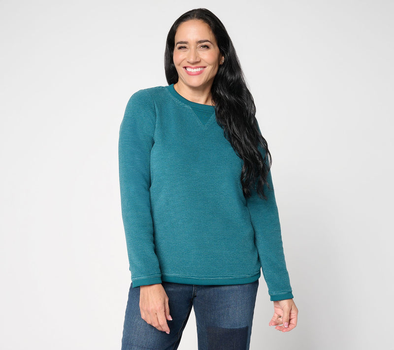 Denim & Co. Chenille Fleece Long-Sleeve Sweatshirt — View 106
