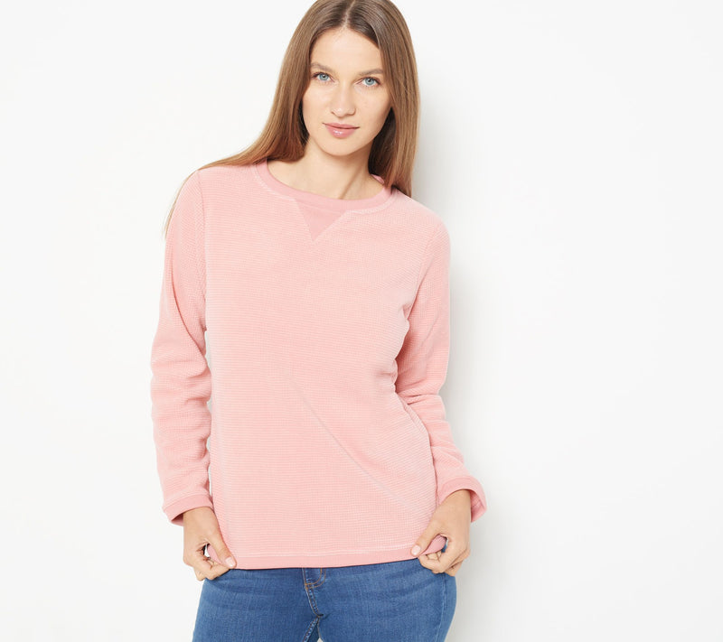 Denim & Co. Chenille Fleece Long-Sleeve Sweatshirt — View 18