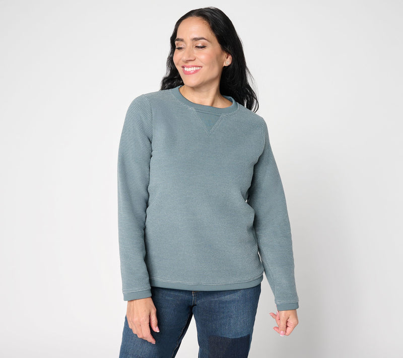 Denim & Co. Chenille Fleece Long-Sleeve Sweatshirt — View 109