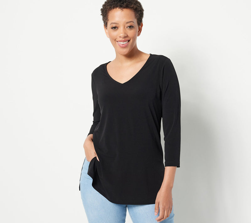 Susan Graver Modern Essentials Petite Liquid Knit Tunic — View 3
