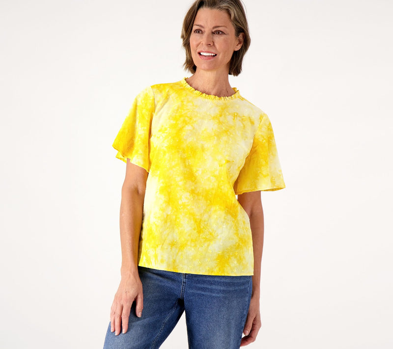 Candace Cameron Bure Tie-Dye Embroidered Blouse — View 8