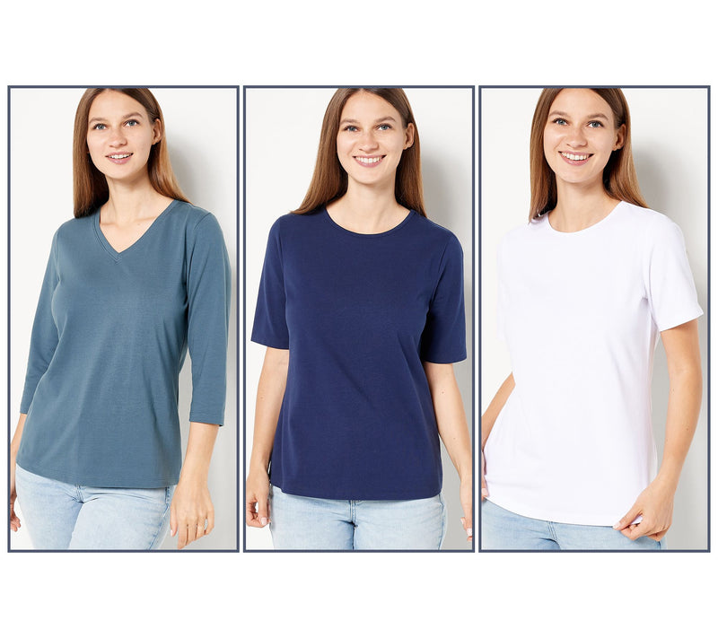 Denim & Co. Essentials Perfect Jersey Set of Three Knit Tops — View 5