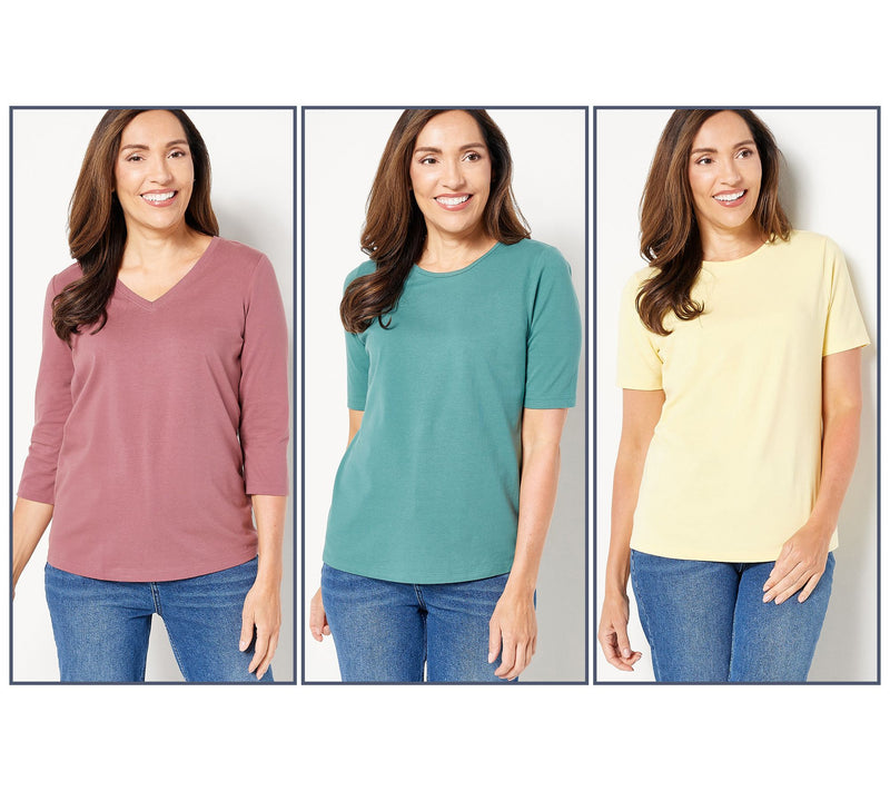 Denim & Co. Essentials Perfect Jersey Set of Three Knit Tops — View 11