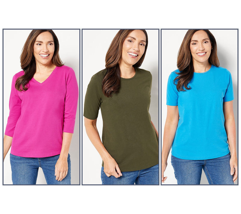 Denim & Co. Essentials Perfect Jersey Set of Three Knit Tops — View 9