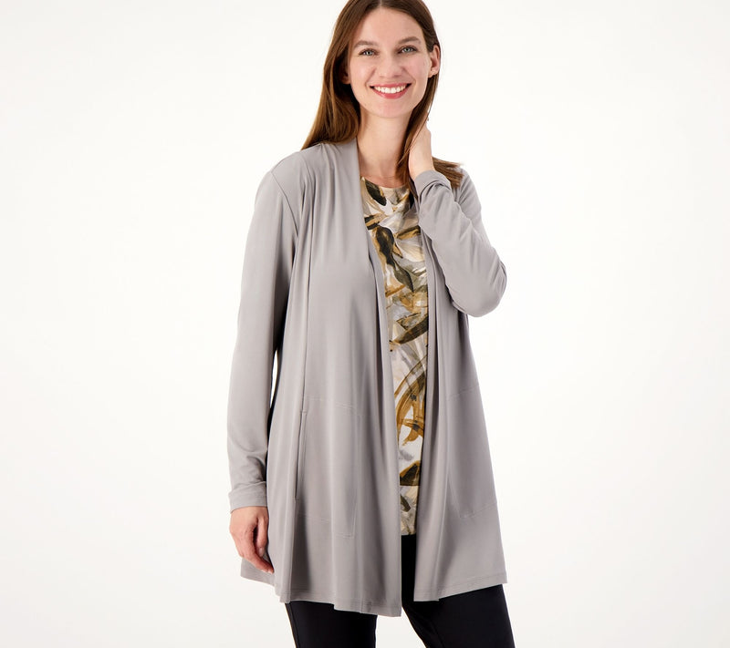 Susan Graver Modern Essentials Regular Liquid Knit Cardigan — View 28