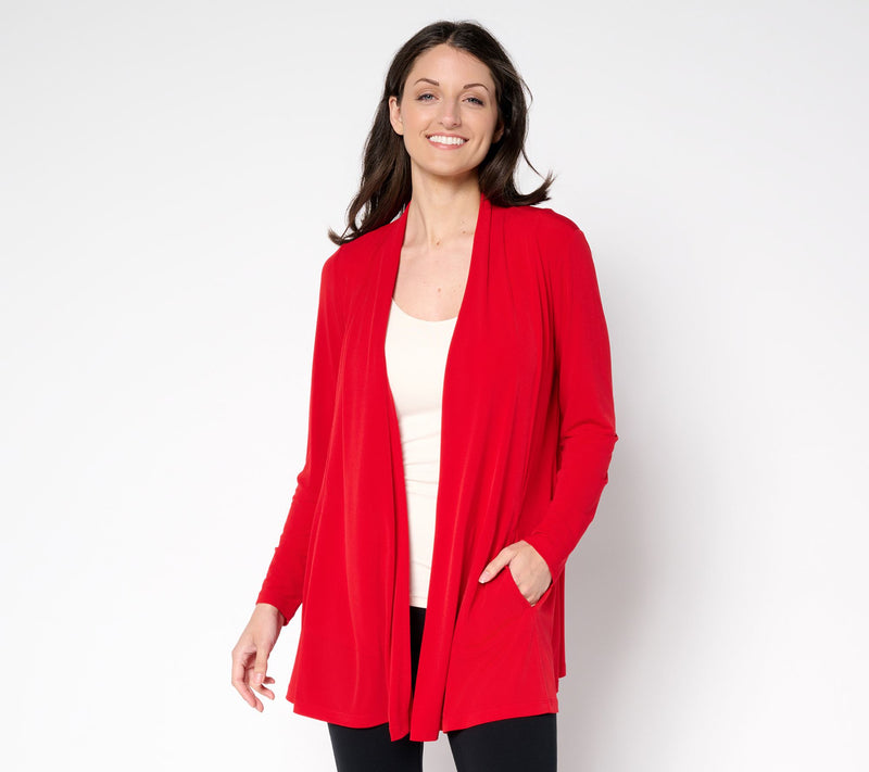 Susan Graver Modern Essentials Petite Liquid Knit Cardigan — View 7