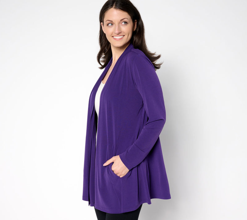 Susan Graver Modern Essentials Petite Liquid Knit Cardigan — View 3