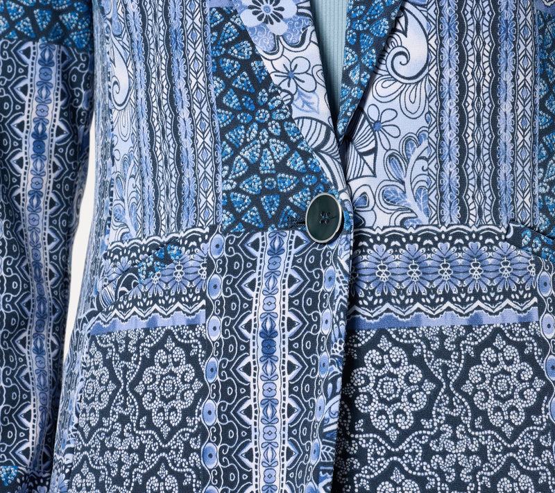 Susan Graver Petite Print or Solid LK Fusion Revere Collar Blazer — View 21