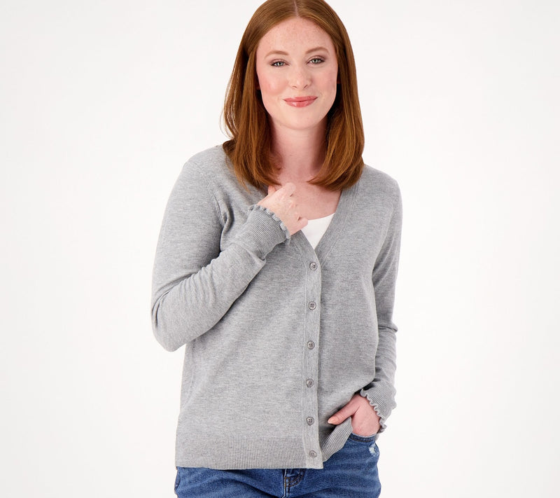 Candace Cameron Bure Surfside Button-Front V-Neck Cardigan — View 9