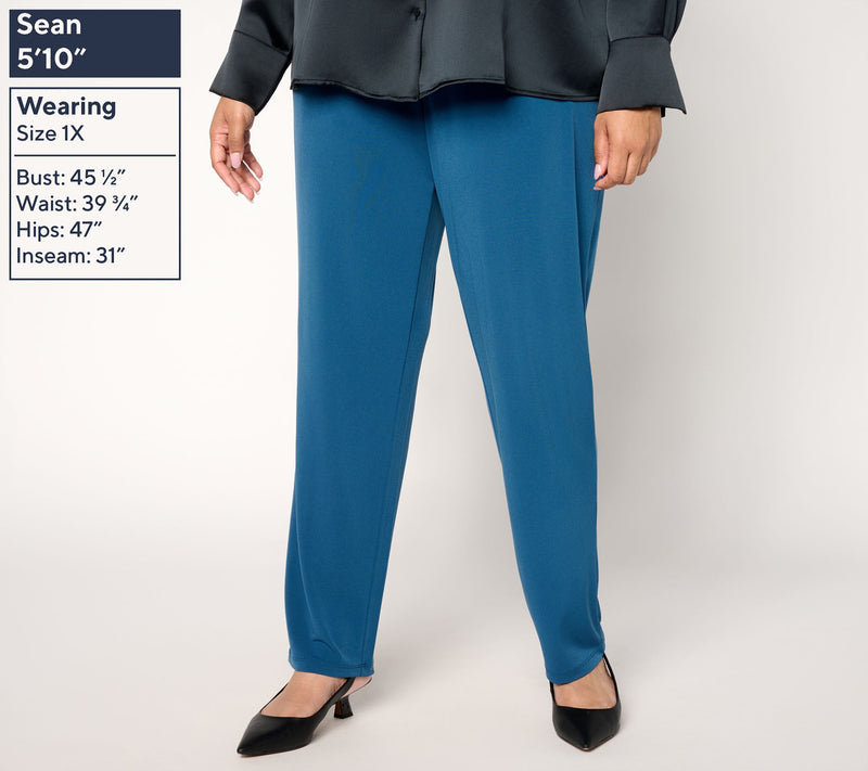 Susan Graver Modern Essentials Pet Liquid Knit Slim Leg Pants — View 10
