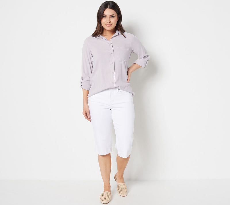 NYDJ Kristie '80s Bermuda Shorts- Optic White — View 3