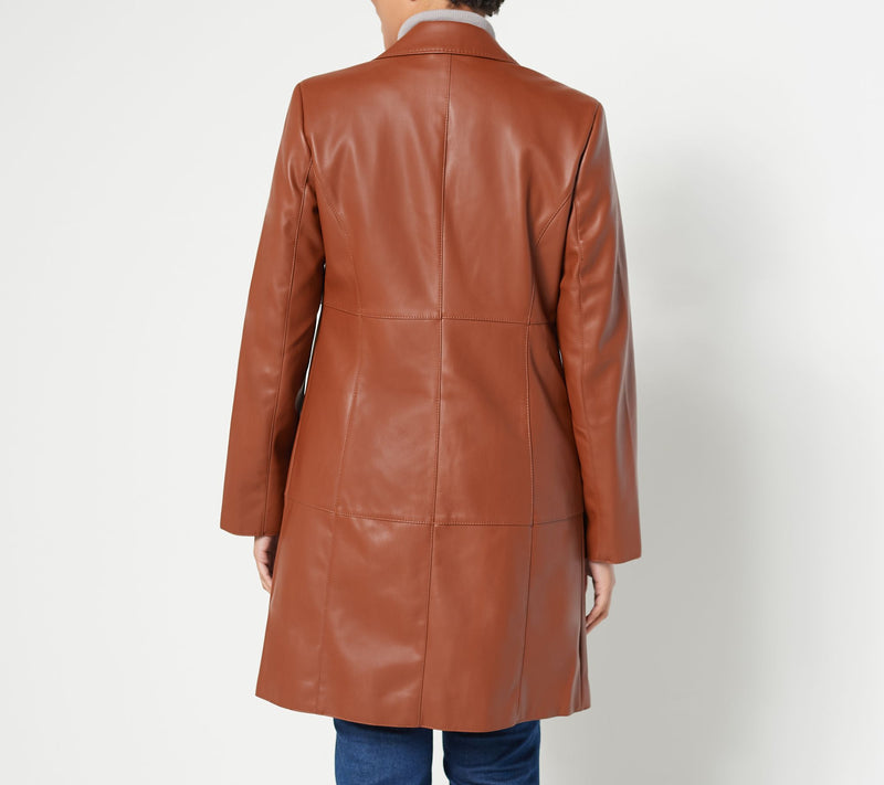 Dennis Basso Faux Leather Trench Coat — View 6