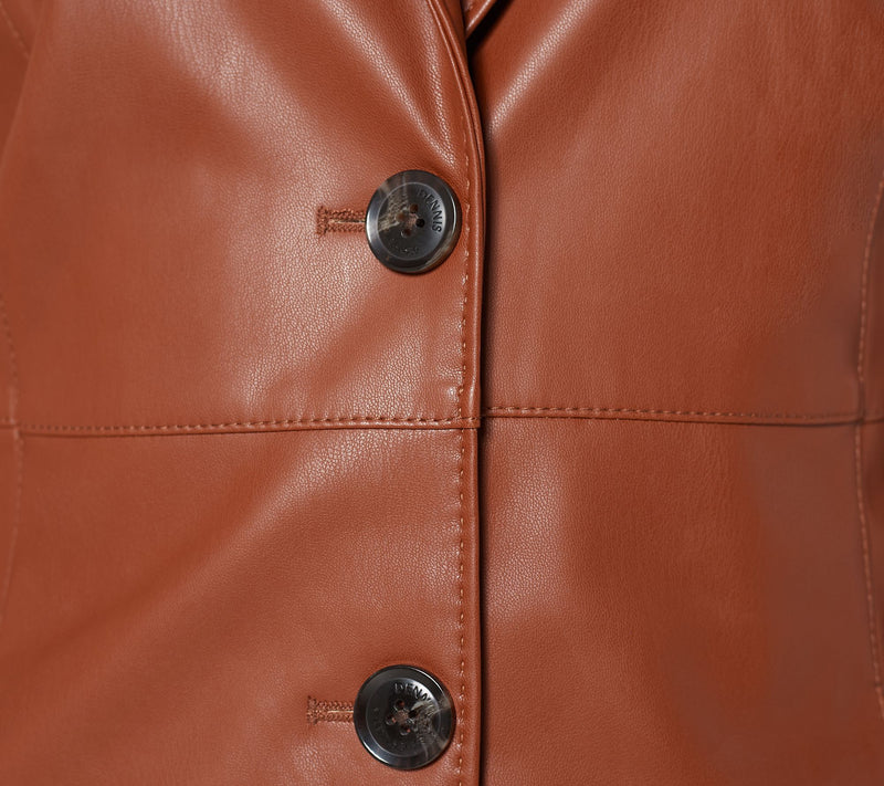 Dennis Basso Faux Leather Trench Coat — View 7