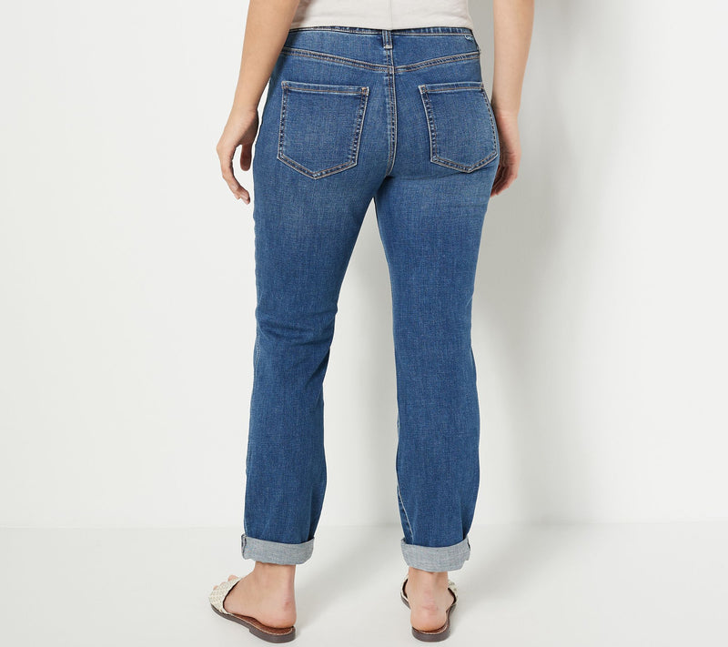 JAG Carter Girlfriend Jean with Cuff- Thorne Blue — View 2