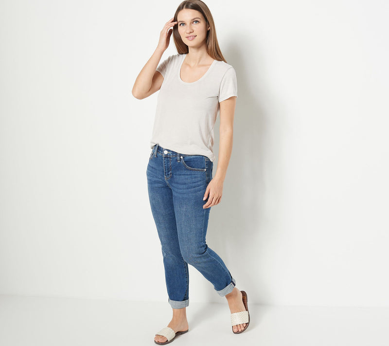 JAG Carter Girlfriend Jean with Cuff- Thorne Blue — View 3