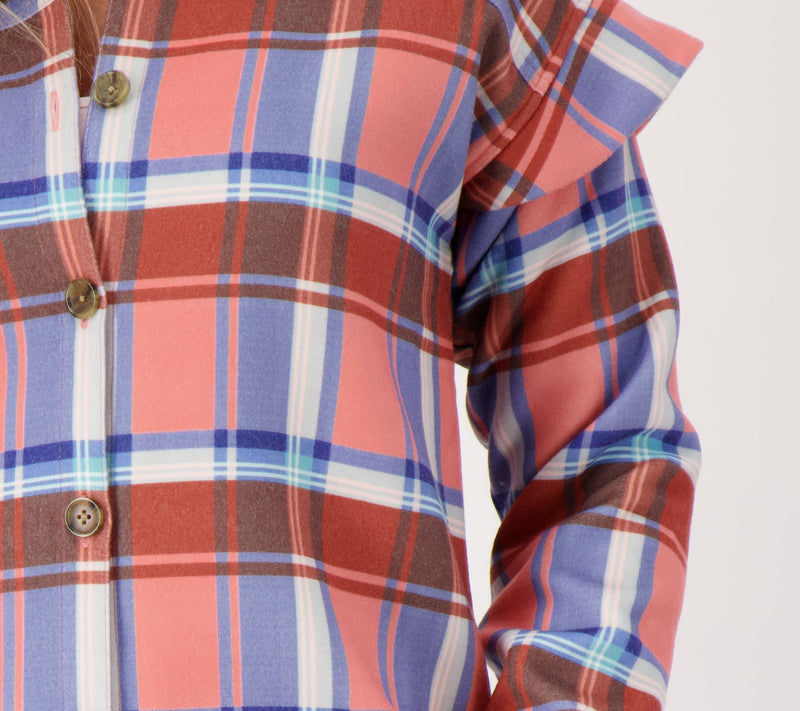 Candace Cameron Bure Ruffle Sleeve Shirt Jacket — View 4