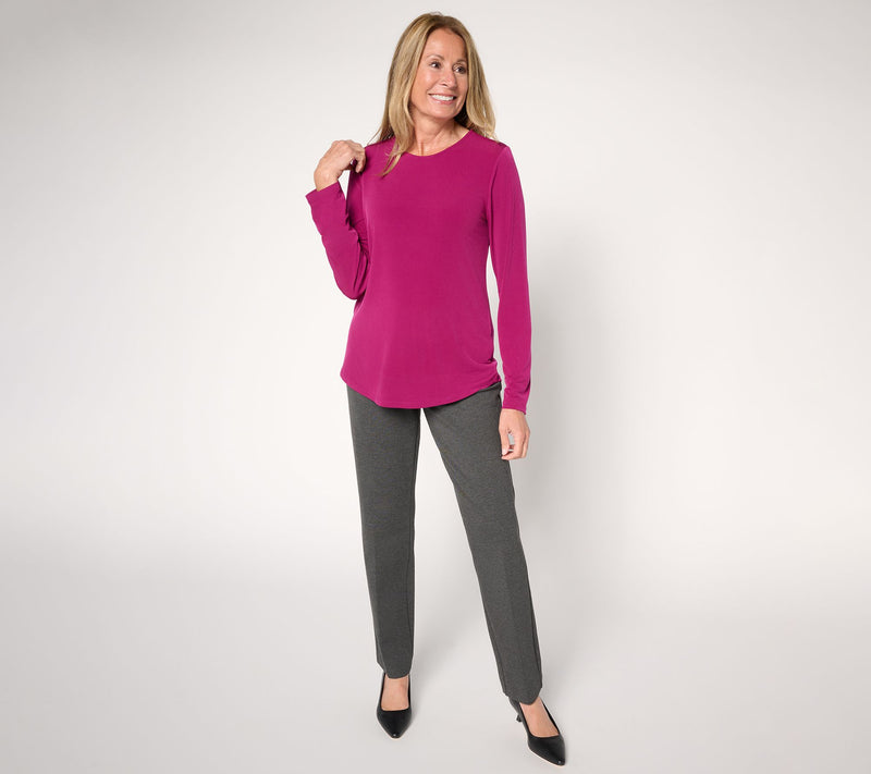 Susan Graver Regular Smart Ponte Knit Slim Leg Pant — View 22
