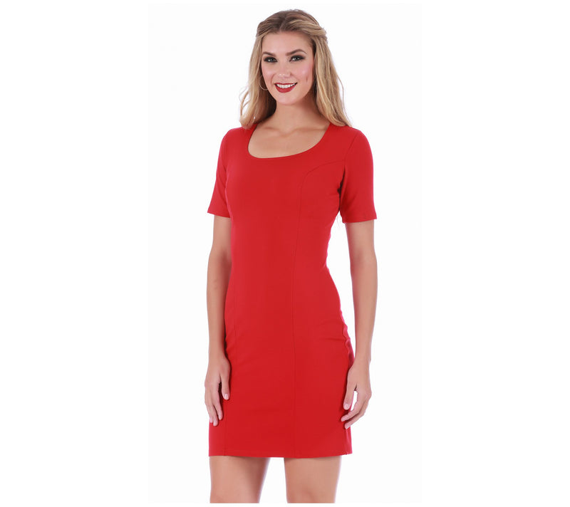 LaMonir Short Sleeve Scoopneck Dress — View 7
