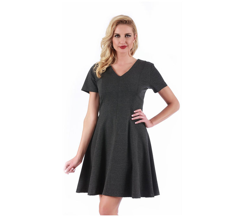 LaMonir Short Sleeve V-Neck Dress — View 5