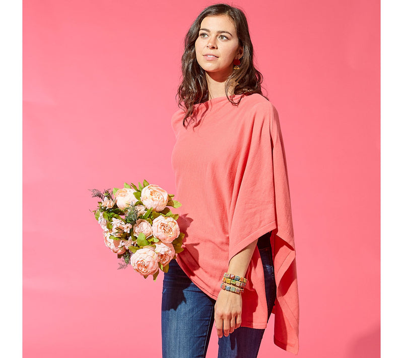 Tickled Pink Solid Cotton Poncho — View 13