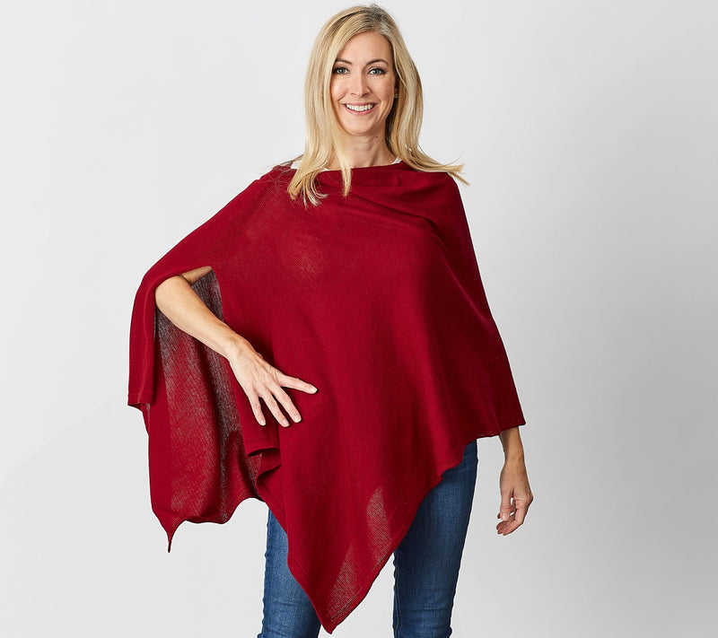 Tickled Pink Solid Cotton Poncho — View 7