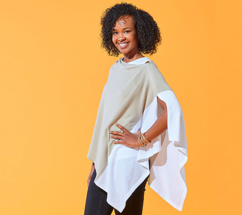Tickled Pink Colorblock Cotton Poncho — View 10
