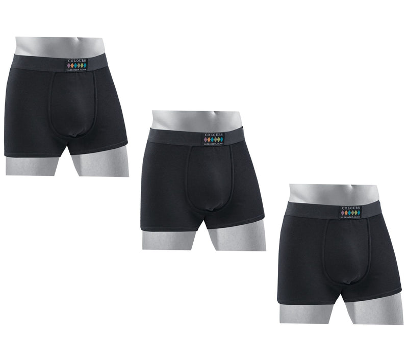 Alexander Julian 3 Pack Cotton Mens Boxer - Black Multi — View 3