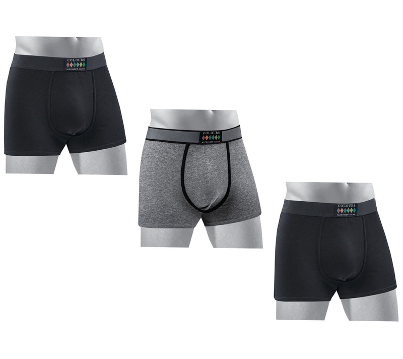 Alexander Julian Men's 3 Pack Cotton Boxer - Black/Charcoal — View 3