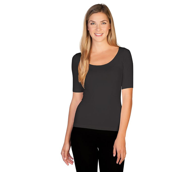 Skinnytees Missy Reversible 1/2 Sleeve Scoop Neck — View 5