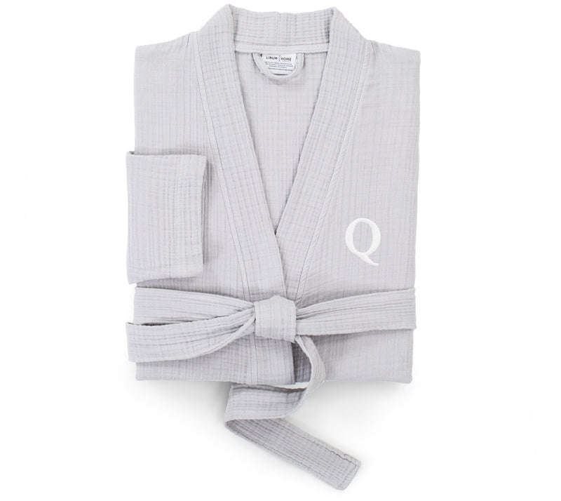 Linum Home Textiles Smyrna Personalized LuxuryRobe - Gray — Main view
