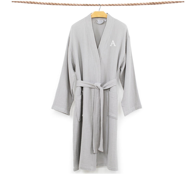 Linum Home Textiles Smyrna Personalized LuxuryRobe - Gray — View 54