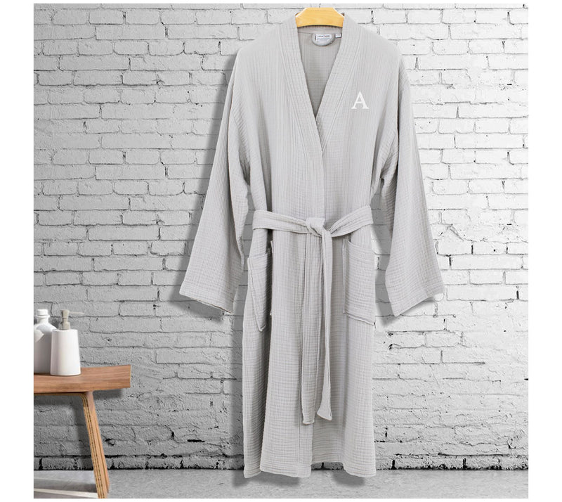 Linum Home Textiles Smyrna Personalized LuxuryRobe - Gray — View 55