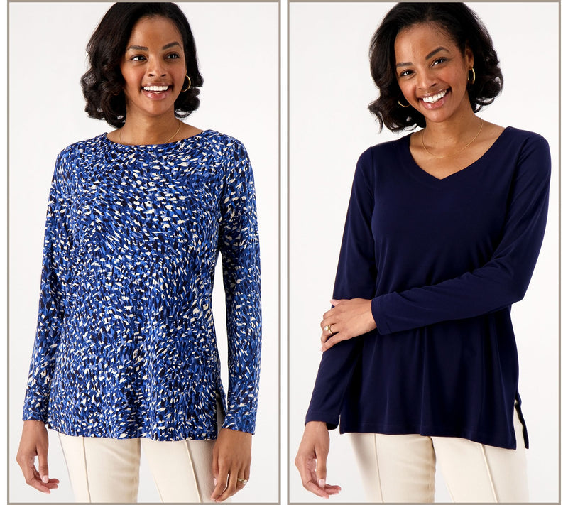 Susan Graver Modern Essentials Petite Liquid Knit Tunic Set — View 7