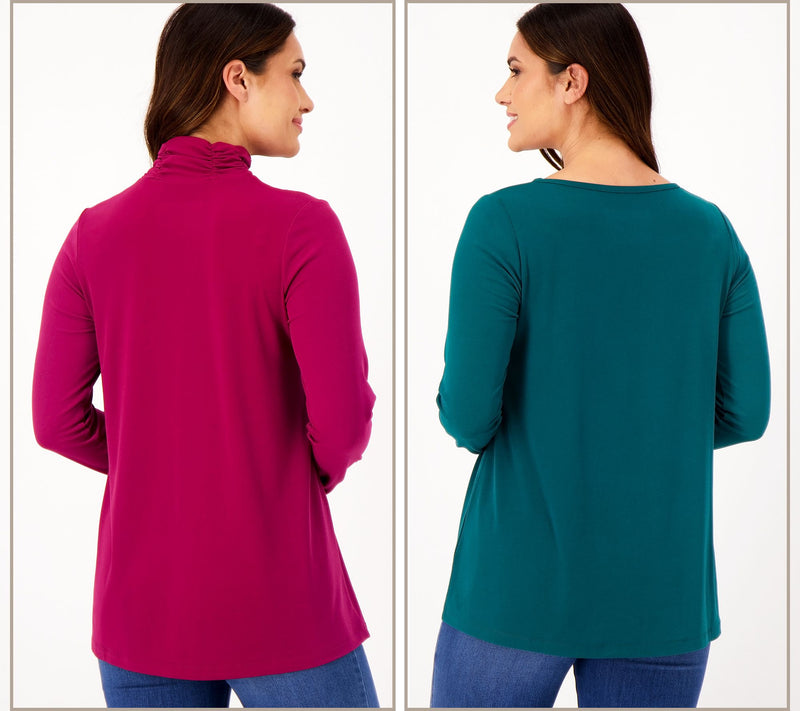 Susan Graver Modern Essentials Reg Liquid Knit Set of 2 Tunics — View 14