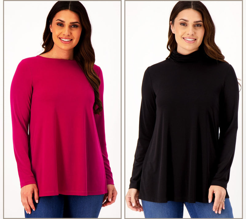 Susan Graver Modern Essentials Reg Liquid Knit Set of 2 Tunics — View 12