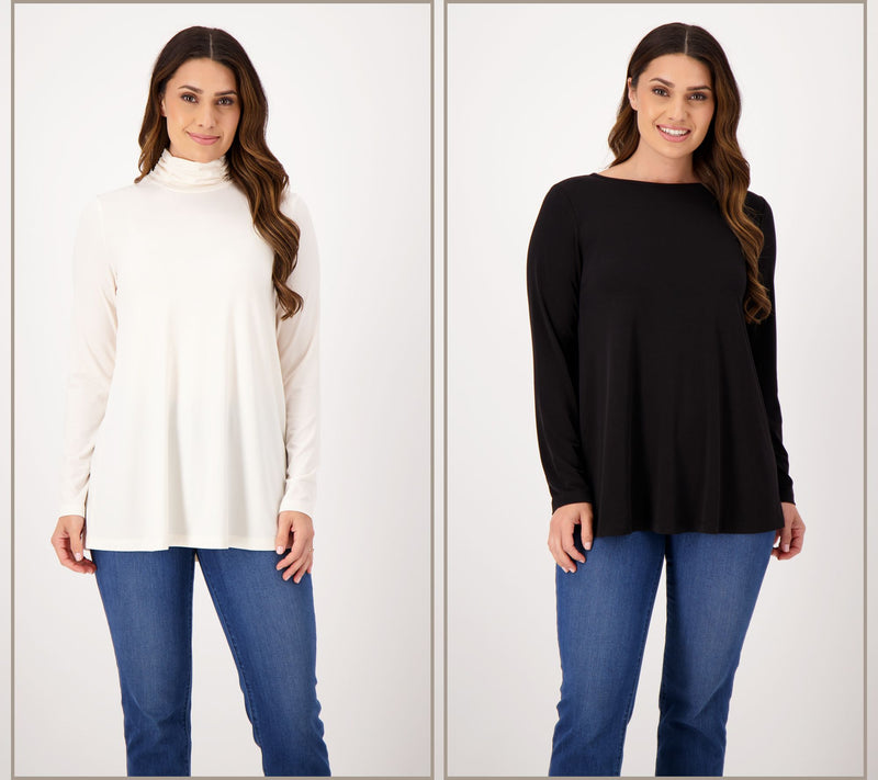 Susan Graver Modern Essentials Reg Liquid Knit Set of 2 Tunics — View 10