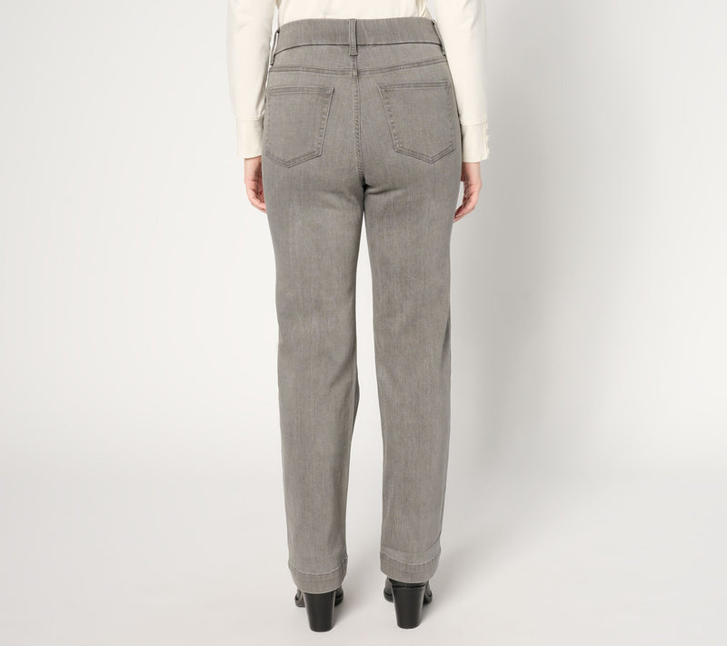Denim & Co. Petite Easy Stretch Denim Straight Leg Trouser Jean — View 10