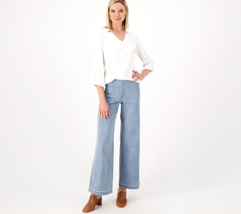 NYDJ Sculpt Her Denim Pull-On Teresa Wide-Leg Jeans- Crystalline — View 5