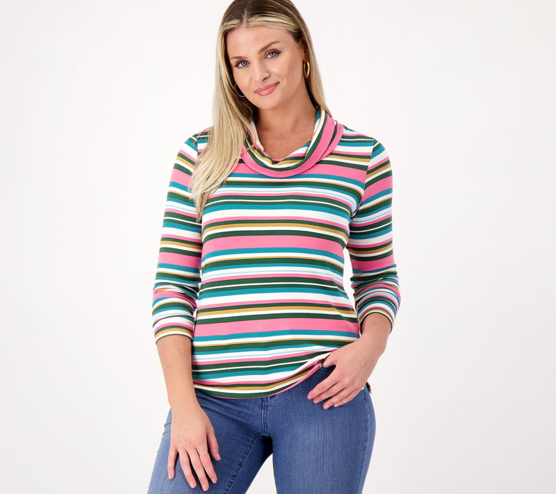 Sport Savvy Stripe Cowl Neck Pullover Neck Pullover — View 9
