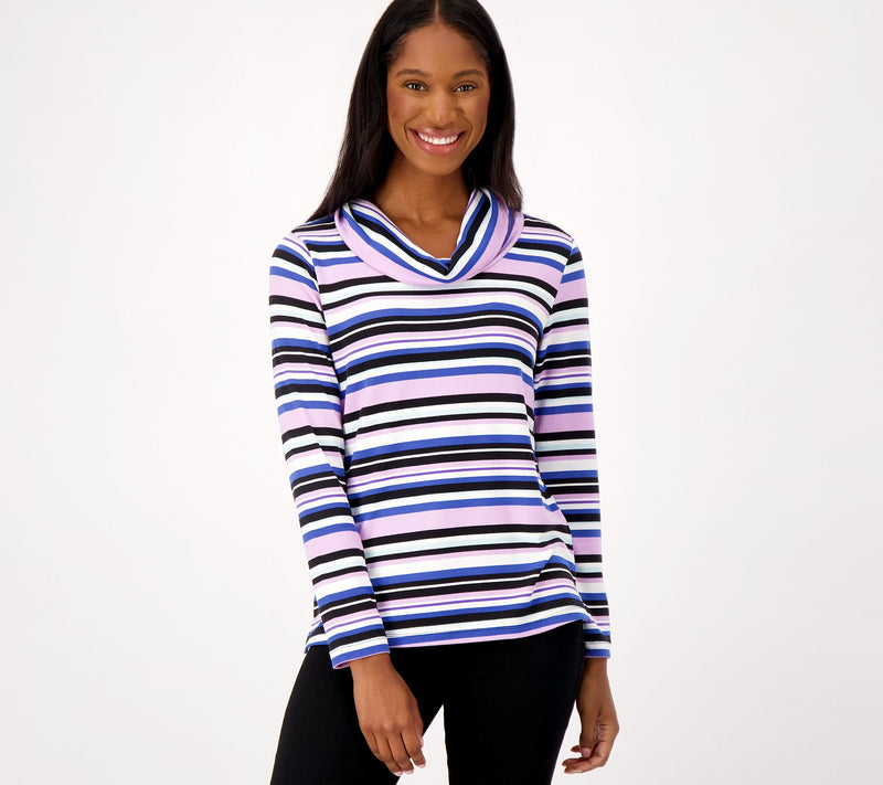 Sport Savvy Stripe Cowl Neck Pullover Neck Pullover — View 10