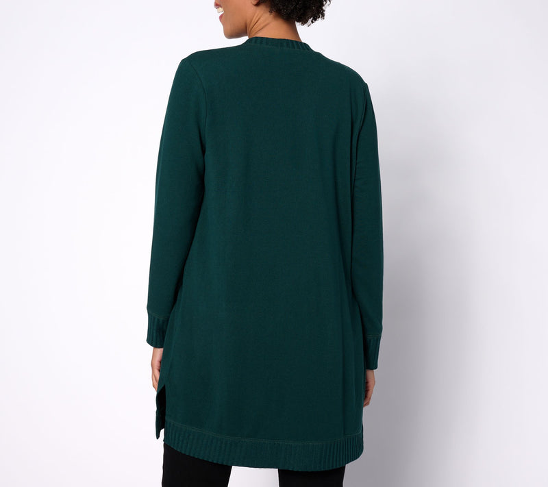 Jingle Belles by Kim Gravel Sequin Pocket Brushed Knit Duster Cardigan — View 5