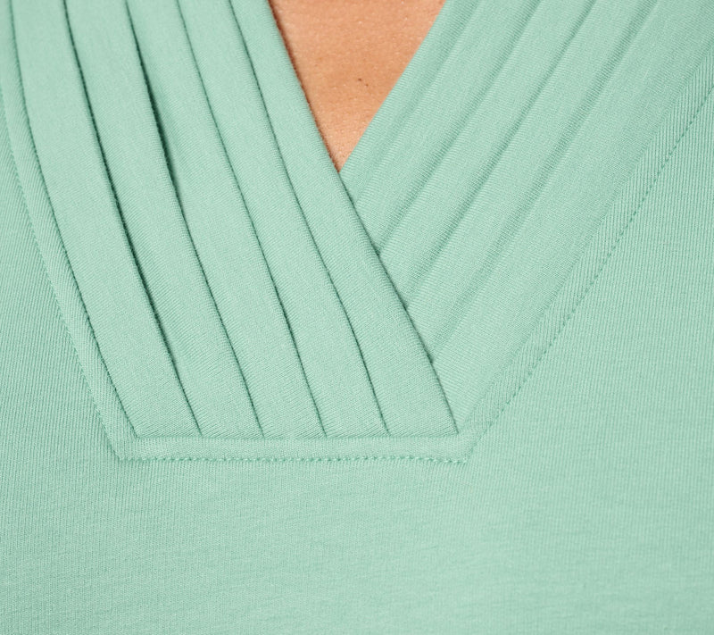 Denim & Co. Active Regular French Terry Pleated V-Neck Tunic — View 22