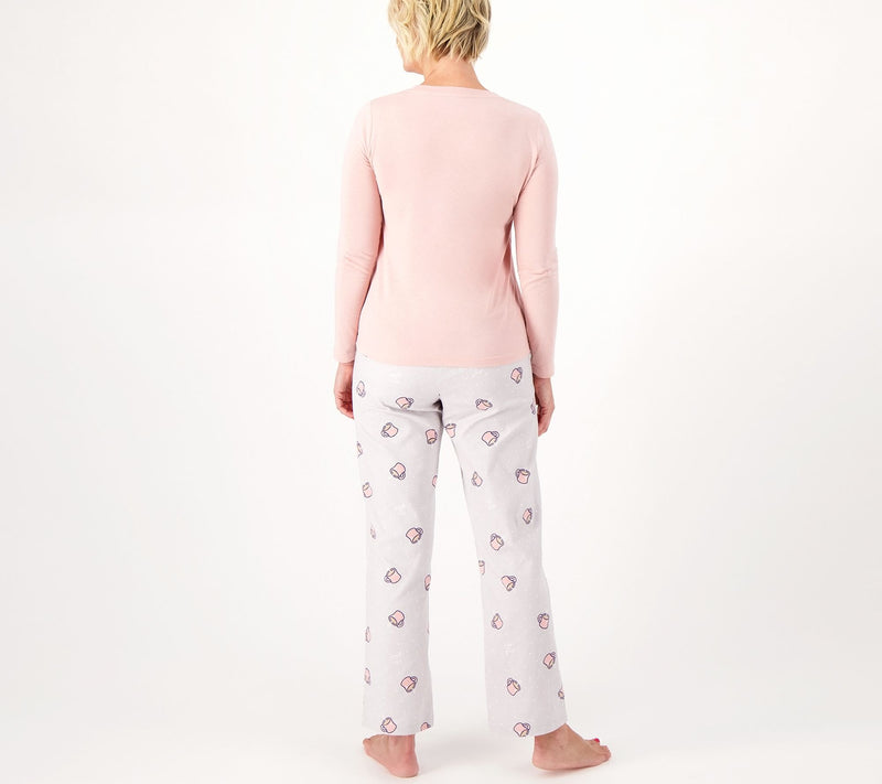 Life is Good Cotton Top and Flannel Pants Pajama Set — View 10