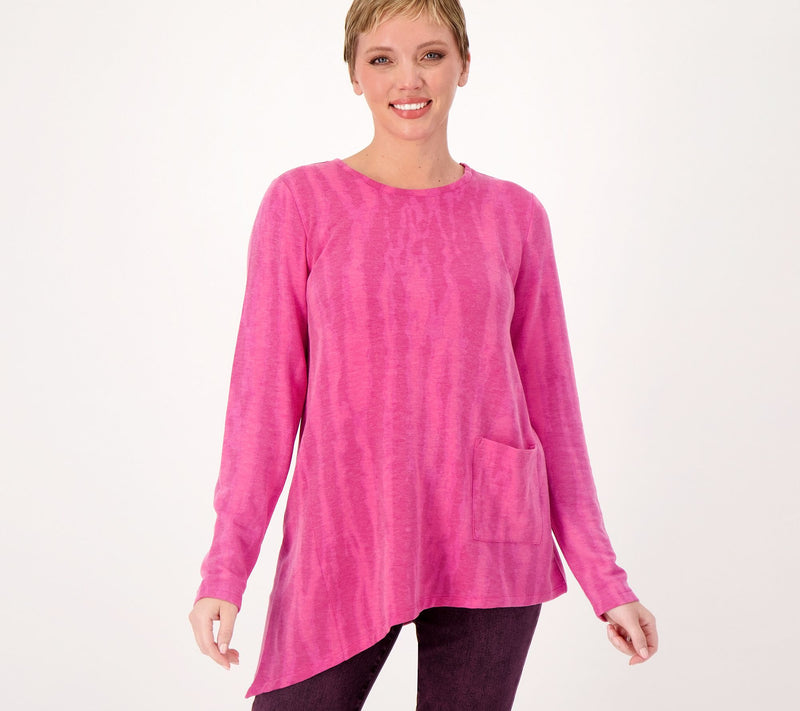 LOGO Lounge by Lori Goldstein Printed Brushed French Terry Top — View 3
